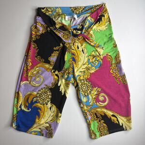 Magnolia Y2K Versace Style Baroque Scarf Print Capri Shorts Small USA Colorful